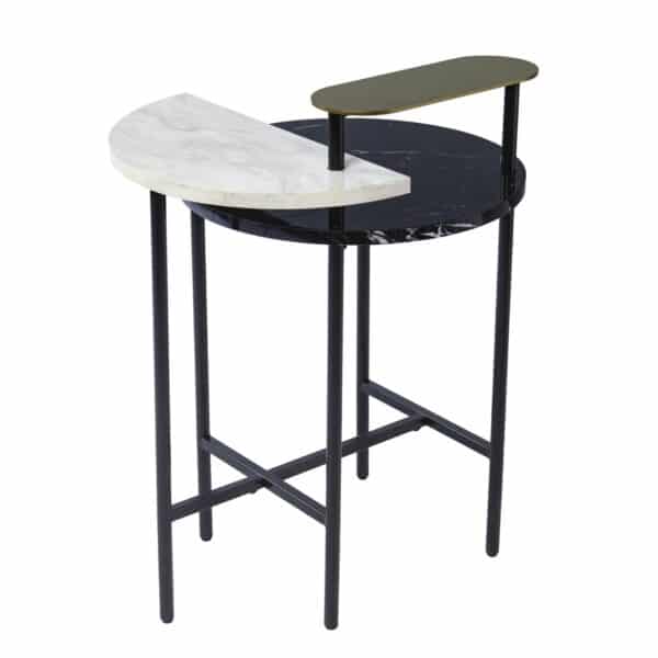 , 28″ Black Manufactured Wood and Iron Free Form End Table with Shelf – Versatile Charm and Organizational Functionality