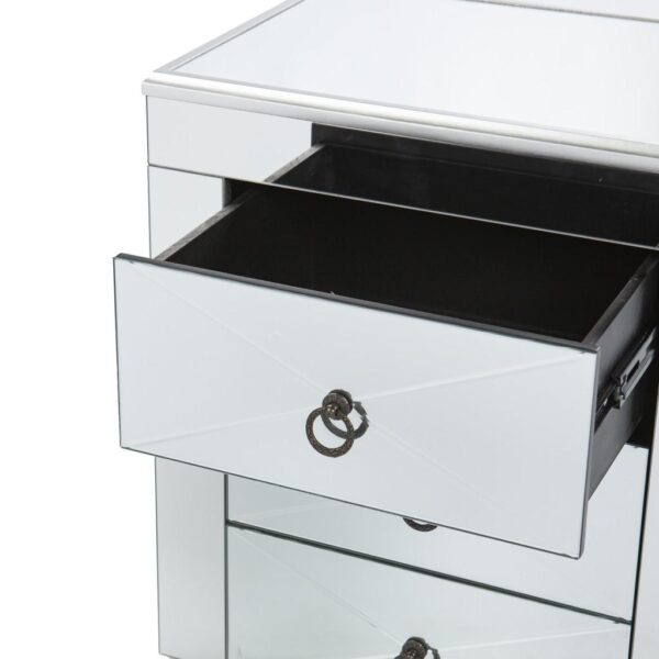 , 26″ Silver Mirrored End Table with Three Drawers | Glamorous and Versatile