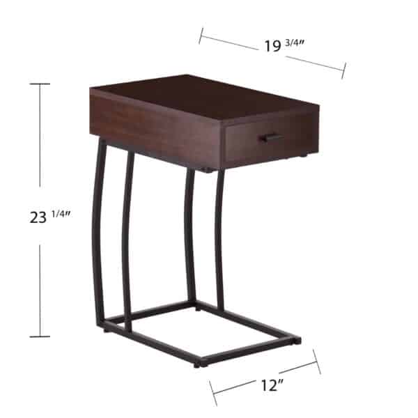 , 23″ Brown Manufactured Wood And Iron Rectangular End Table With Drawer – Elegant and Functional Furniture for Any Space
