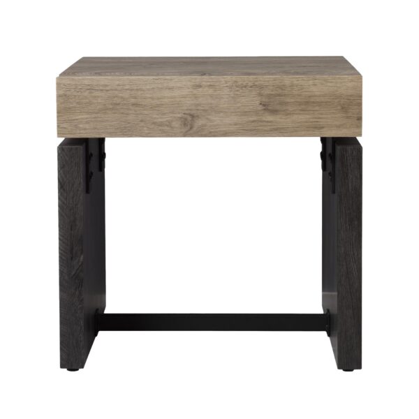 , 20″ Natural Wood and Iron Square End Table