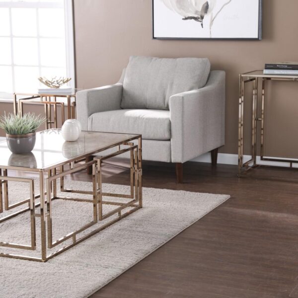 , 23″ Champagne Glass and Iron Square End Table – Elegant and Versatile | Shop Now