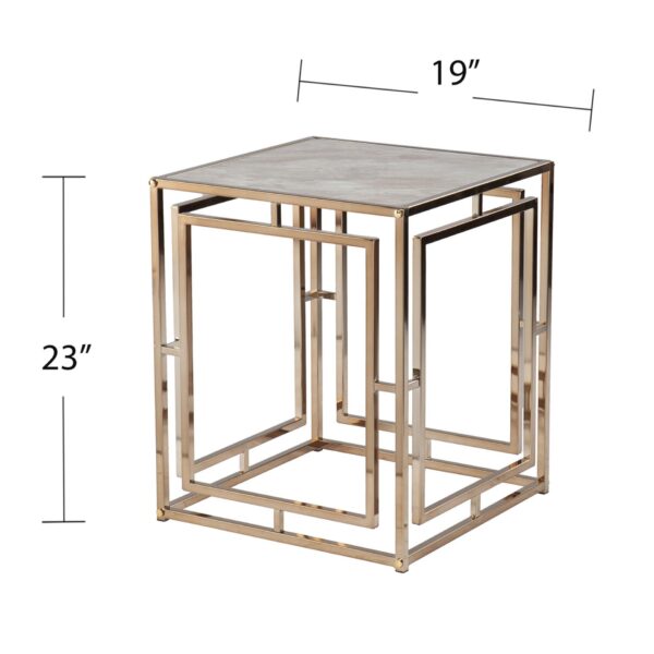 , 23″ Champagne Glass and Iron Square End Table – Elegant and Versatile | Shop Now