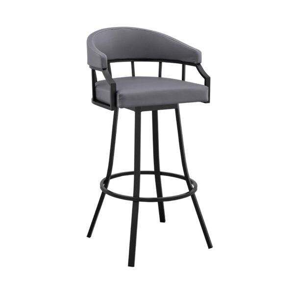 , 40″ Slate Grey Faux Leather and Iron Swivel Low Back Bar Height Chair – Trendy and Comfortable | Acme Furniture