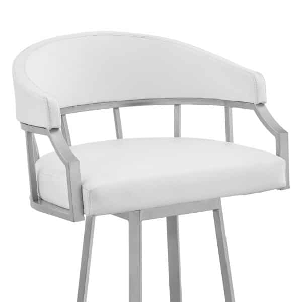 , 40″ White Faux Leather and Iron Swivel Low Back Bar Height Chair – Stylish and Comfortable