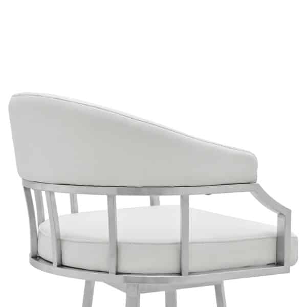 , 40″ White Faux Leather and Iron Swivel Low Back Bar Height Chair – Stylish and Comfortable | Shop Now