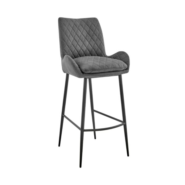 , 43″ Charcoal Microfiber and Black Iron Bar Height Chair – Stylish and Comfortable
