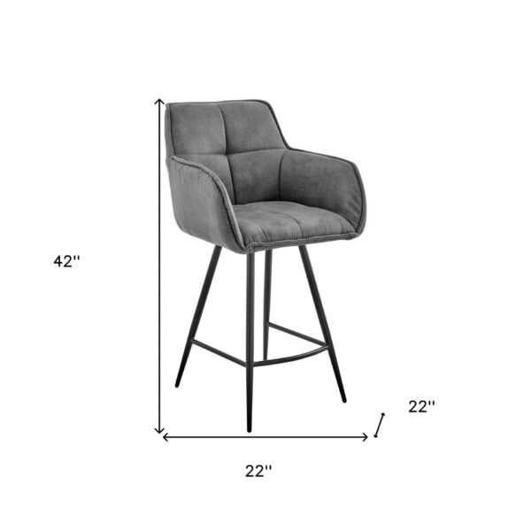 , 42″ Charcoal Gray Microfiber Iron Bar Height Chair – Stylish and Comfortable | Free Shipping