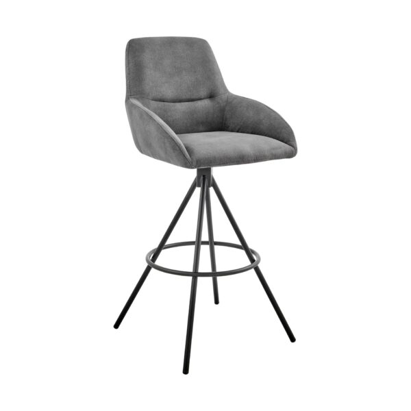 , 41″ Charcoal Microfiber and Black Iron Bar Height Chair