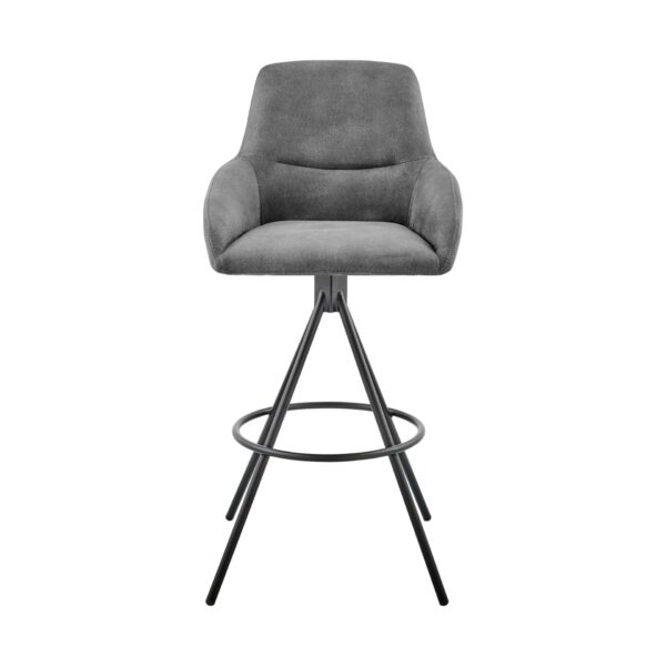 , 41″ Charcoal Microfiber and Black Iron Bar Height Chair