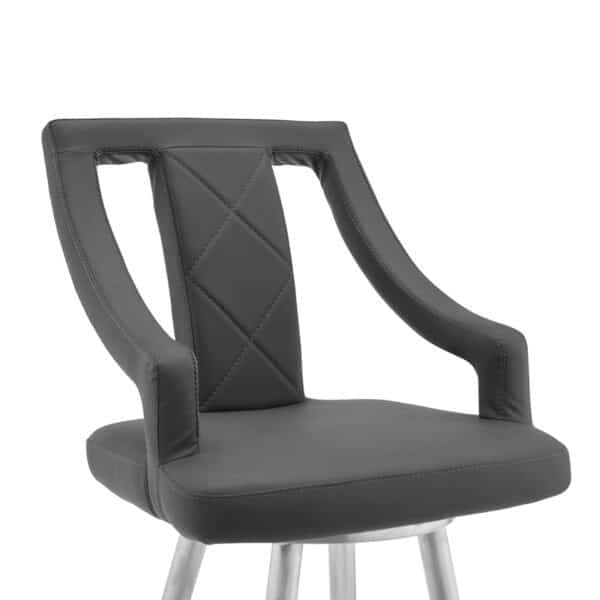 , 45″ Gray Faux Leather and Iron Swivel Bar Height Chair – Stylish and Comfortable