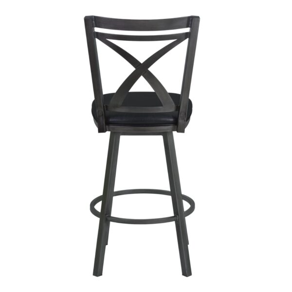 , 46″ Black Faux Leather and Iron Swivel Bar Height Chair – Stylish and Comfortable