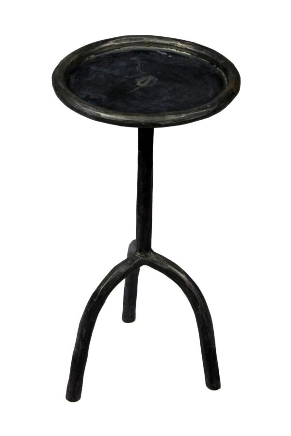 , 23″ Black Iron Pedestal Round End Table