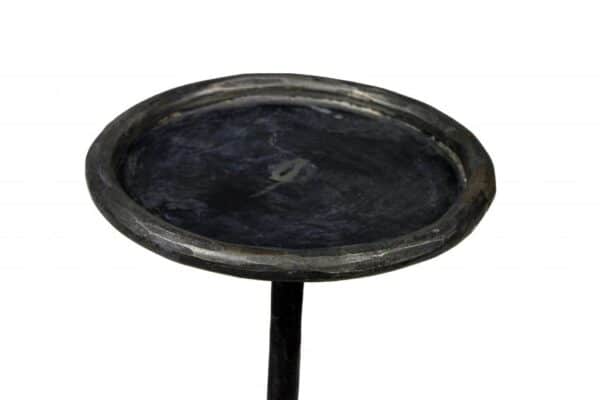 , 23″ Black Iron Pedestal Round End Table