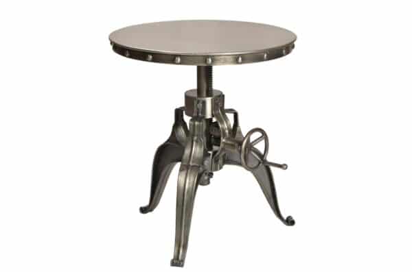 21" Silver Metal and Iron Round End Table, 21″ Silver Metal and Iron Round End Table