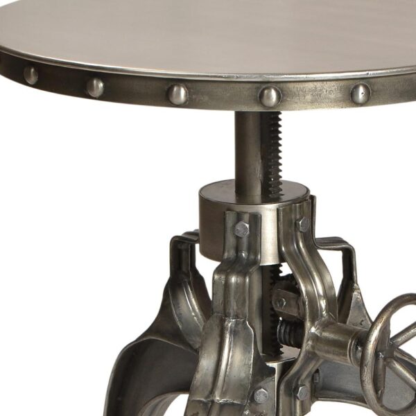 21" Silver Metal and Iron Round End Table, 21″ Silver Metal and Iron Round End Table