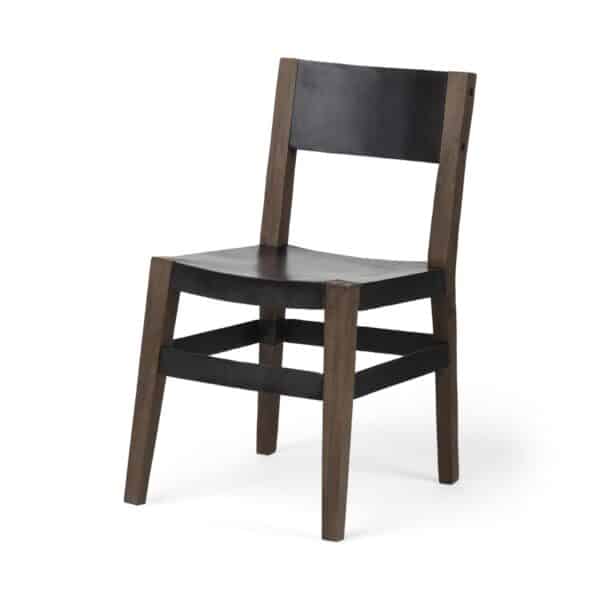 , Black Iron Seat With Solid Brown Wooden Base Dining Chair – Elegant and Sturdy
