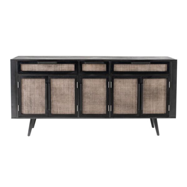 , Black Iron Frame Cabinet With Mesh Doors And Drawers – Elegant Storage Solution for Any Decor