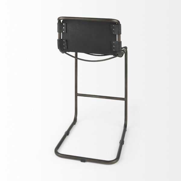 , Black Leather Iron Framed Bar Stool – Industrial Design with Modern Utility
