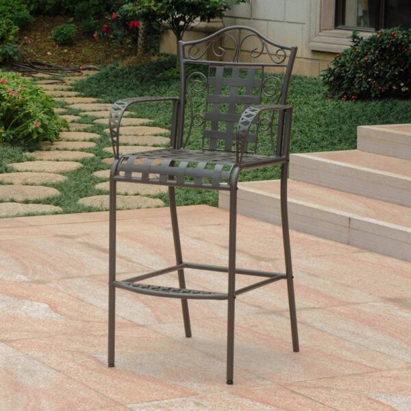 , Set of 2 Mandalay Iron Bar Height Chair – Durable and Stylish Patio Bistro Chair Set