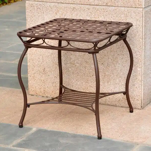 , Santa Fe Iron Nailhead Side Table – Durable Steel Design, Weather and UV Resistant