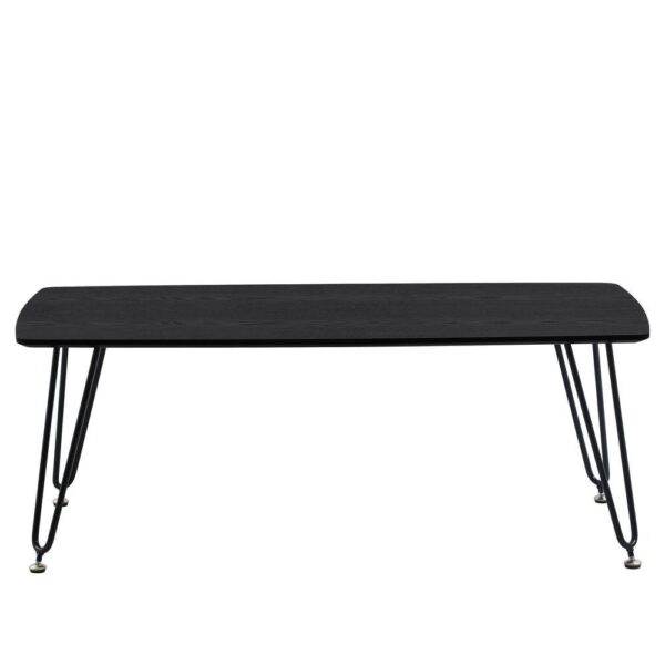 , LeisureMod Elmwood Modern Wood Top Coffee Table With Iron Base, Black