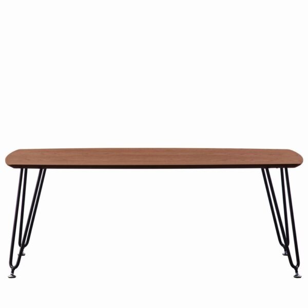 , LeisureMod Elmwood Modern Wood Top Coffee Table With Iron Base, Walnut