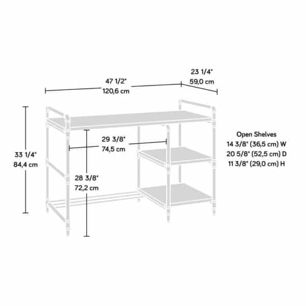, Iron City Desk, Checked Oak – Industrial Design, Sturdy Shelves, Versatile Placement