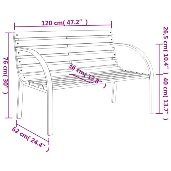 , Patio Bench 47.2″ Wood and Iron | Durable Outdoor Furniture