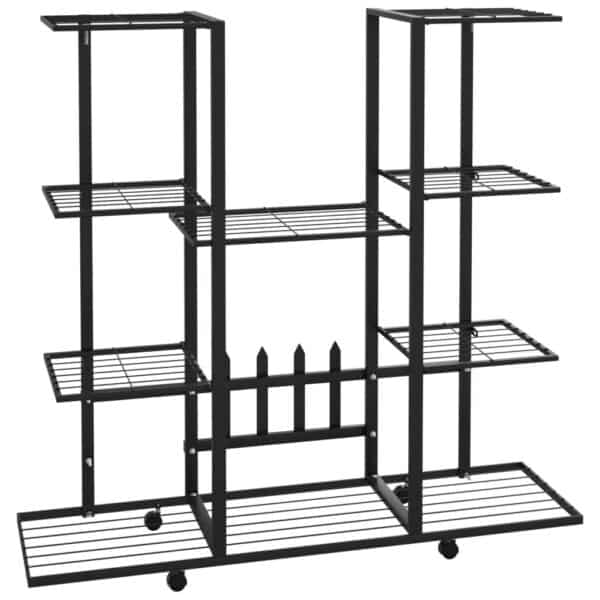 , Flower Stand with Wheels 37.2″x9.6″x36″ | Black Iron | Durable &amp; Sturdy