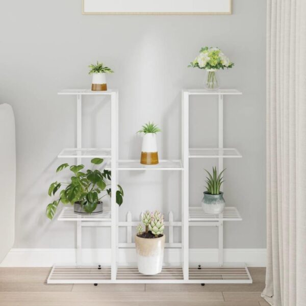 , Flower Stand 37.2″x9.8″x35″ White Iron – Premium, Durable Plant Shelf