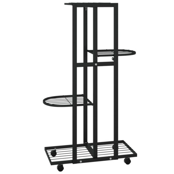 , 4-Floor Flower Stand with Wheels 17.3″x9.1″x31.5″ Black Iron – Durable and Stylish Plant Display Solution
