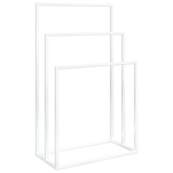 , Freestanding Towel Rack White 18.9″x9.4″x31.1″ Iron – Stylish and Space-Saving Bathroom Storage