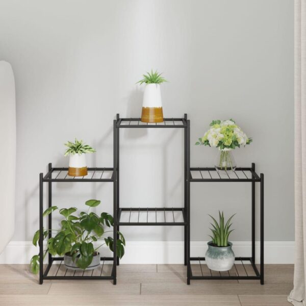 , Flower Stand 32.7″x9.8″x23.6″ Black Iron – Premium Plant Shelf for Elegant Display