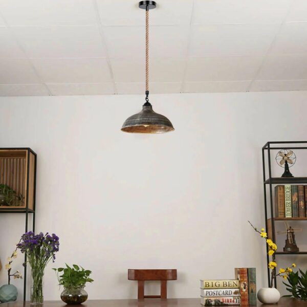 , Retro Industrial Vintage Loft Hemp Rope Iron Rustic Ceiling Pendant Light Lamp
