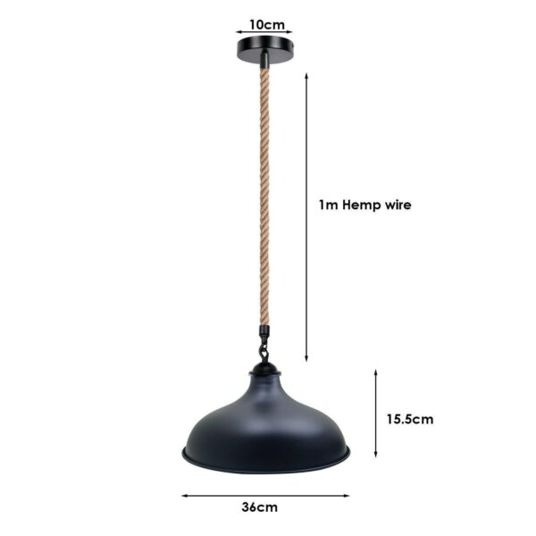 , Retro Industrial Vintage Loft Hemp Rope Iron Rustic Ceiling Pendant Light Lamp