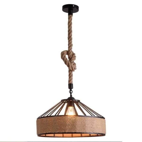 , Vintage Retro Industrial Loft Hemp Rope Iron Pendant Ceiling Light Retro Lamp