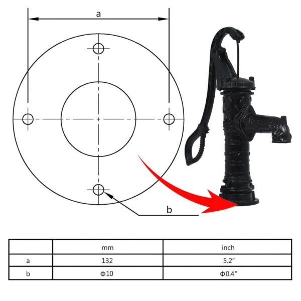 , Garden Hand Water Pump Cast Iron – Robust and Easy-to-Use
