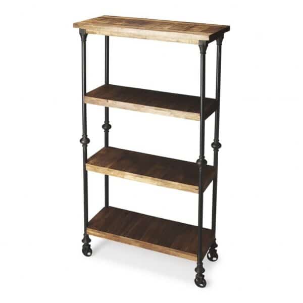 , 62″ Wood Brown Iron Three Tier Standard Bookcase – Stylish and Functional
