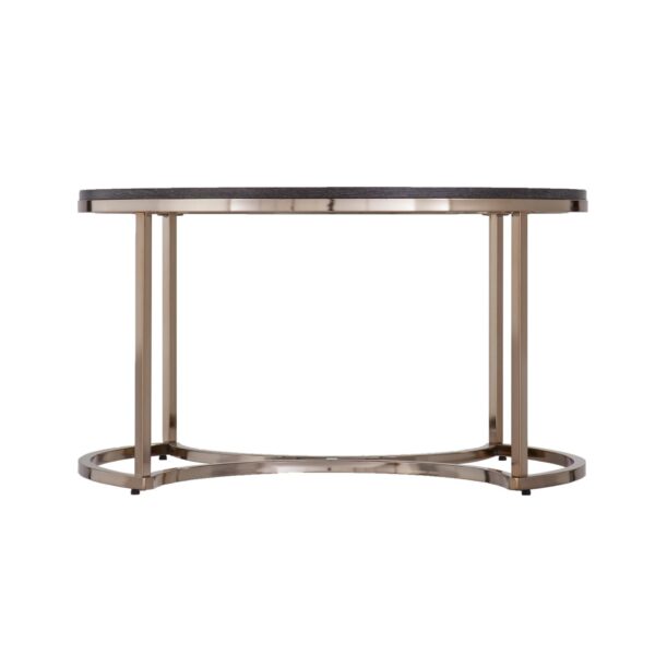, 32″ Champagne and Charcoal Manufactured Wood and Metal Round Coffee Table