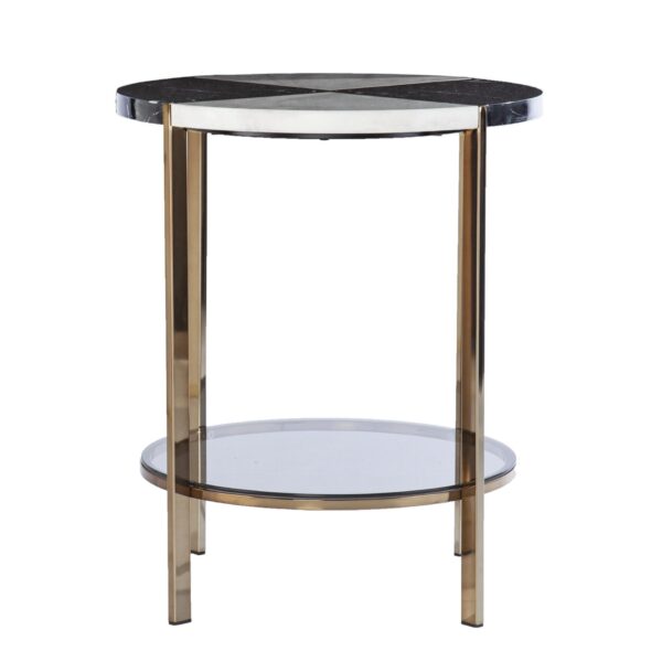 , 24″ Black Manufactured Wood and Iron Round End Table with Two Shelves – Stylish and Functional