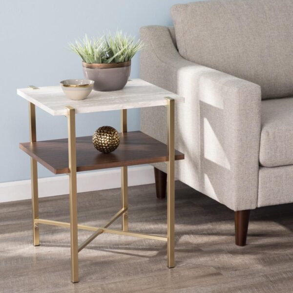 end table, 24″ Brass End Table