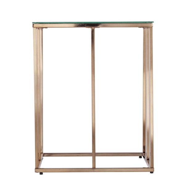 , 24″ Champagne Glass and Iron Square End Table – Stylish and Functional Furniture for Your Home