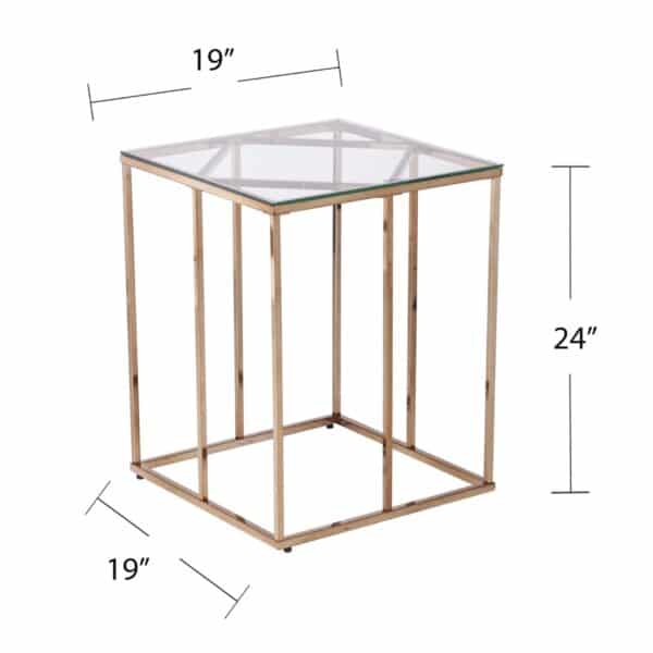 , 24″ Champagne Glass and Iron Square End Table – Stylish and Functional Furniture for Your Home