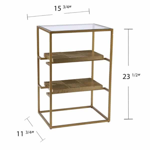 , 24″ Brass Glass and Iron Rectangular End Table with Two Shelves – Add Charm and Functionality to Your Room