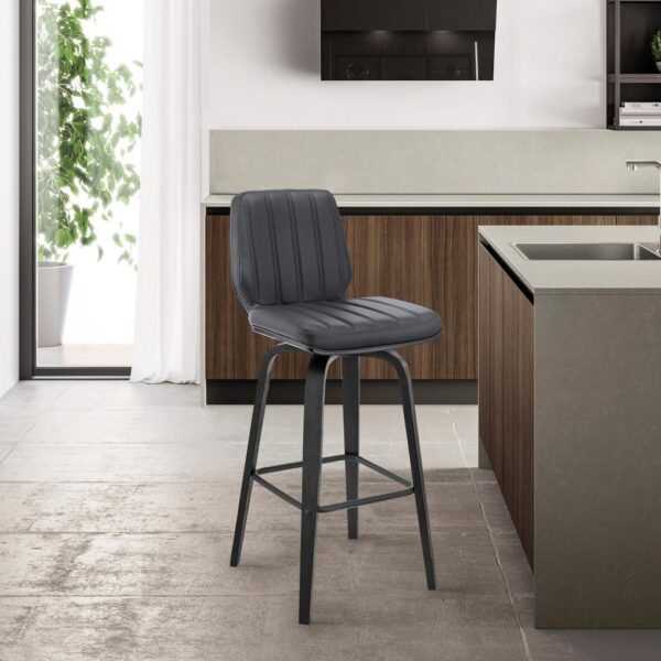 keyword: Swivel Bar Height Chair, 42″ Gray Faux Leather and Iron Swivel Bar Height Chair