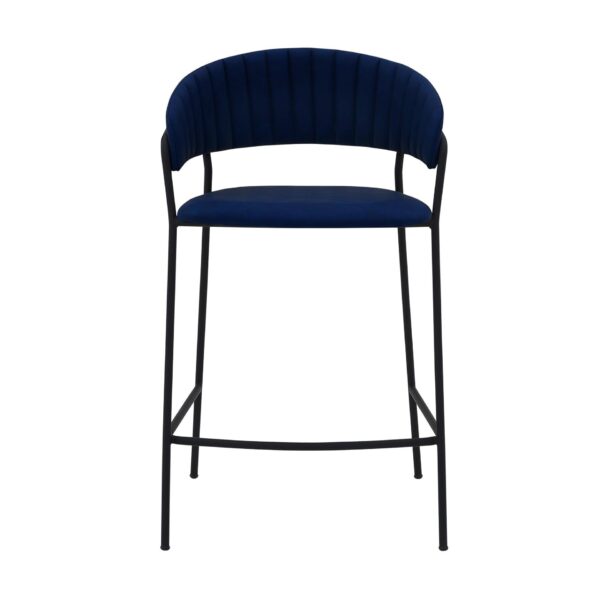 , 37″ Blue Faux Leather and Iron Low Back Counter Height Bar Chair – Trendy and Comfortable