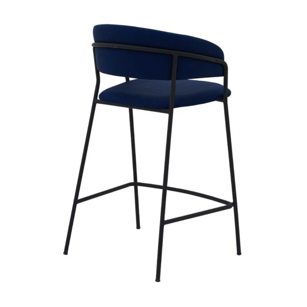 , 37″ Blue Faux Leather and Iron Low Back Counter Height Bar Chair – Trendy and Comfortable