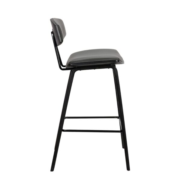 keyword: chair, 38″ Gray and Black Iron Low Back Bar Height Chair with Footrest