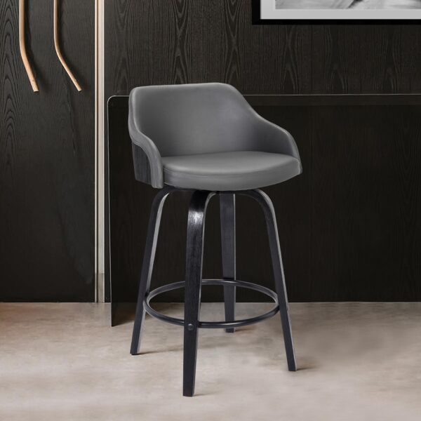 , Upgrade Your Quarters with the Gray Swivel Low Back Bar Height Chair – Modern and Comfortable