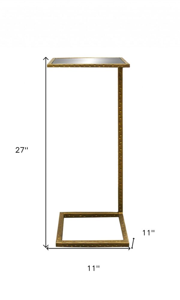 , 27″ Brass and Silver Mirrored Iron Square End Table – Unique and Versatile